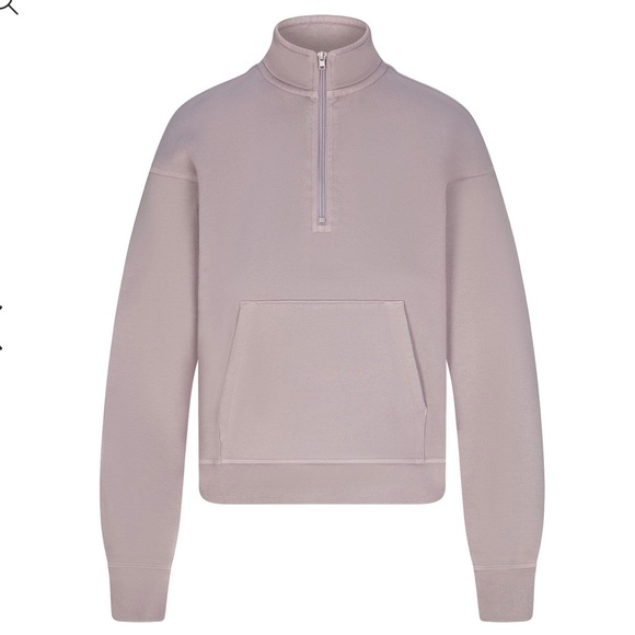 SKIMS HALF ZIP IN OYSTER - Picture 2 of 4